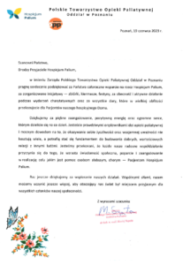 Podziękowania Hospicjum Palium
